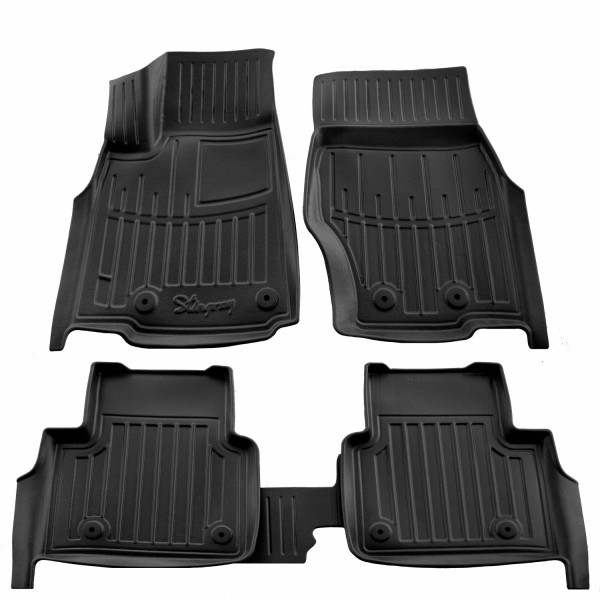 Kumi 3D matot JEEP Grand Cherokee WL vuodesta 2021 5 kpl (7 paikkaa, I ja II rivi, juodi) / 5046115 / kohotetut reunat