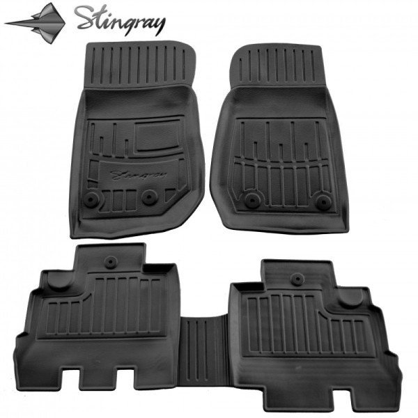 Kumi 3D matot JEEP Wrangler JK (5 ovea) 2007-2018, 5 kpl / musta / 5046065 / kohotetut reunat